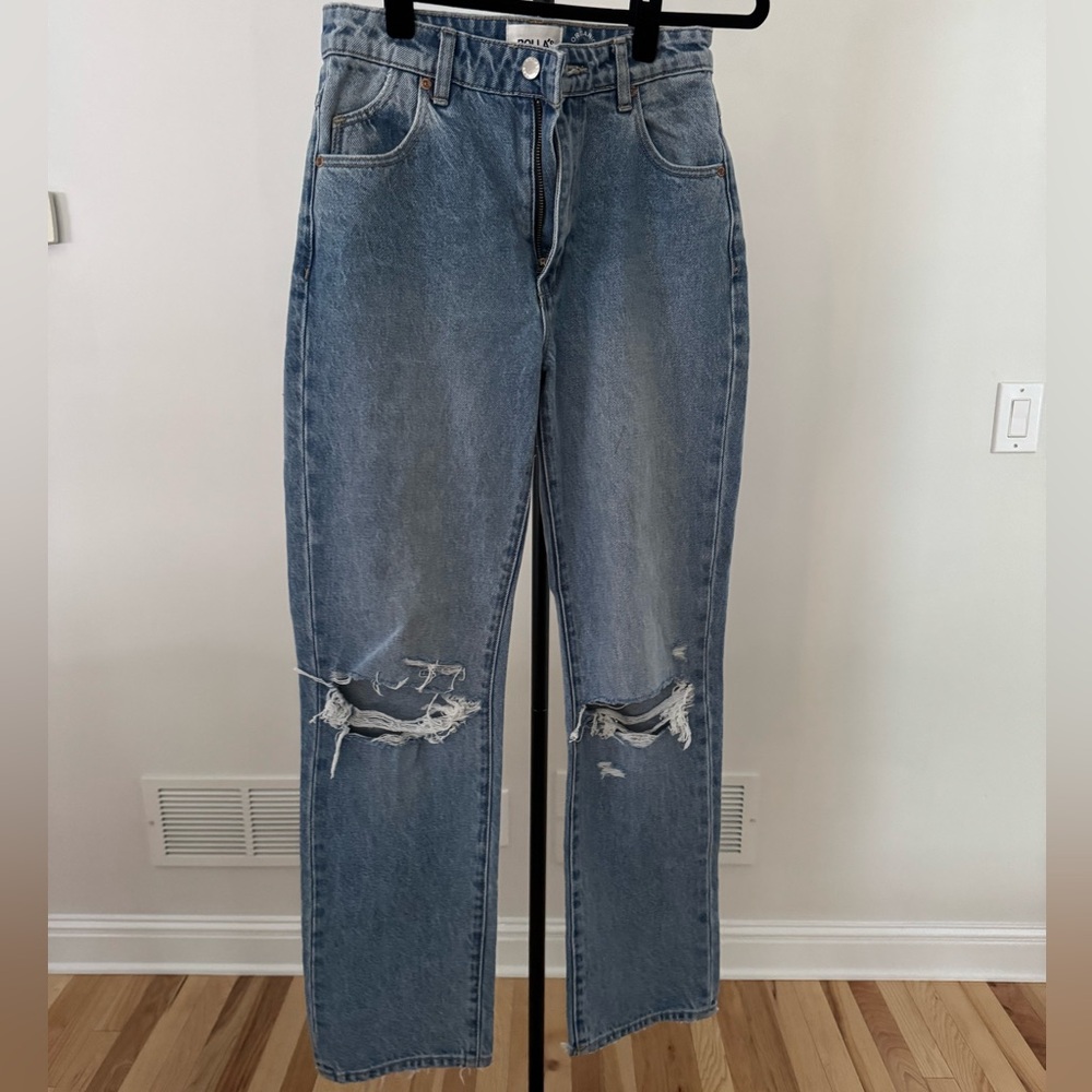 ROLLA'S Blue Distressed Straight Leg Jeans